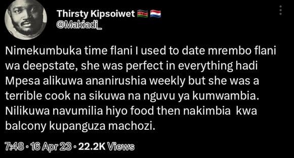 Thirsty kipsoiwet makiadi_ nimekumbuka time flani i used to date mrembo flani wa