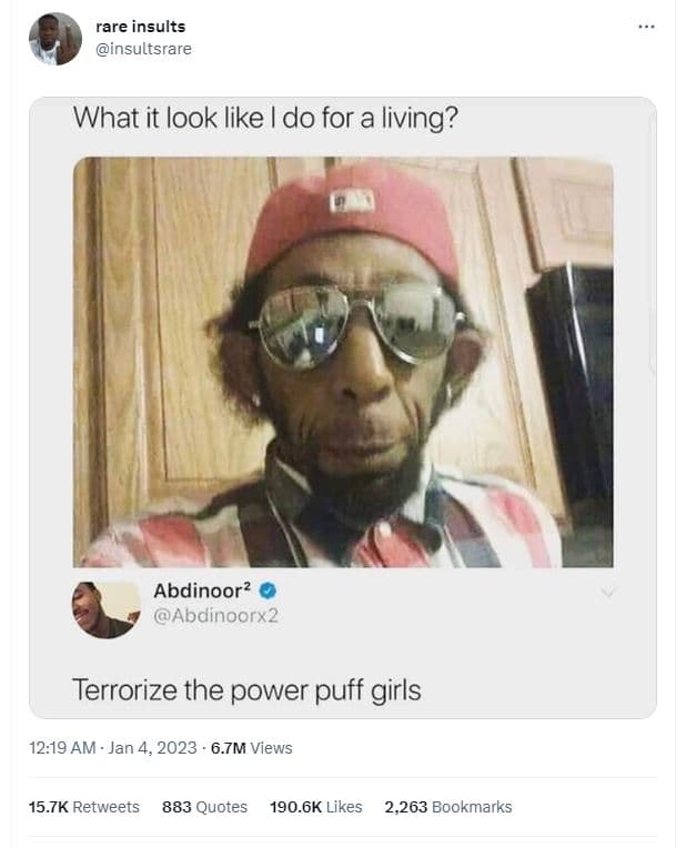 Rare insults insultsrare what it look like i do for a living? abdinoor? abdinoor