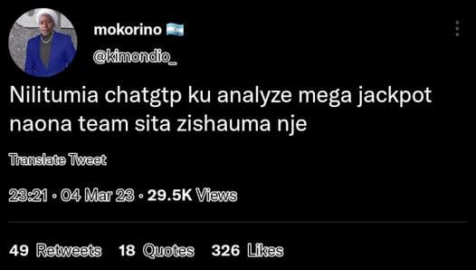 Mokorino kimonolo_ nilitumia chatgtp ku analyze mega jackpot naona team sita zis