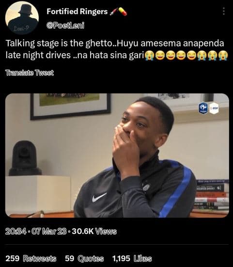 Fortified ringers poetenl talking stage is the ghetto huyu amesema anapenda late