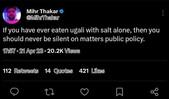 Mihr thakar mihrthakar if you have ever eaten ugali with salt alone then you sho