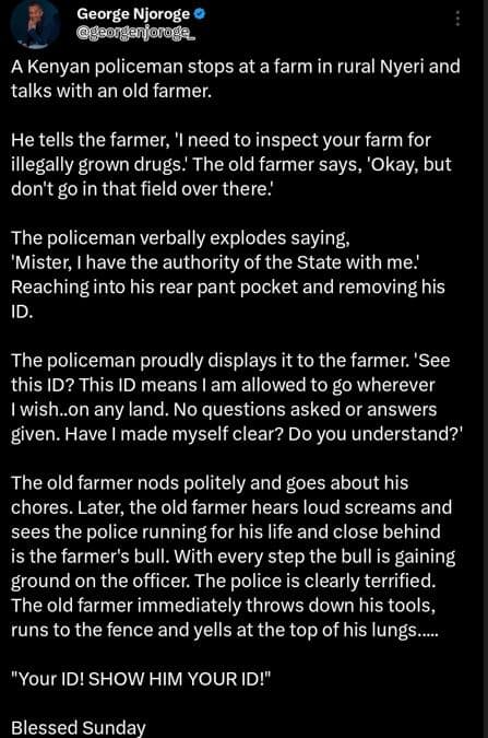 George njoroge gaougaijoroge kenyan policeman stops at a farm in rural nyeri and