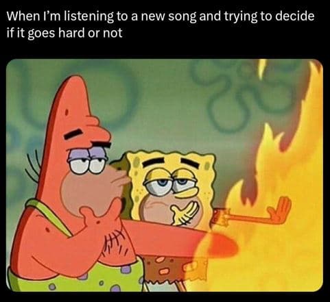 When l'm listening to a new song and trying to decide ifit goes hard or not