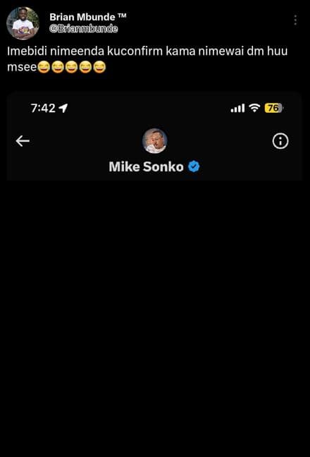 Brian mbunde tm brlanbunde imebidi nimeenda kuconfirm kama nimewai dm huu msee 7