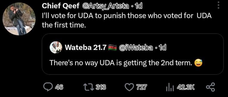 Chief qeef arisy_antela 1d i'il vote for uda to punish those who voted for uda t
