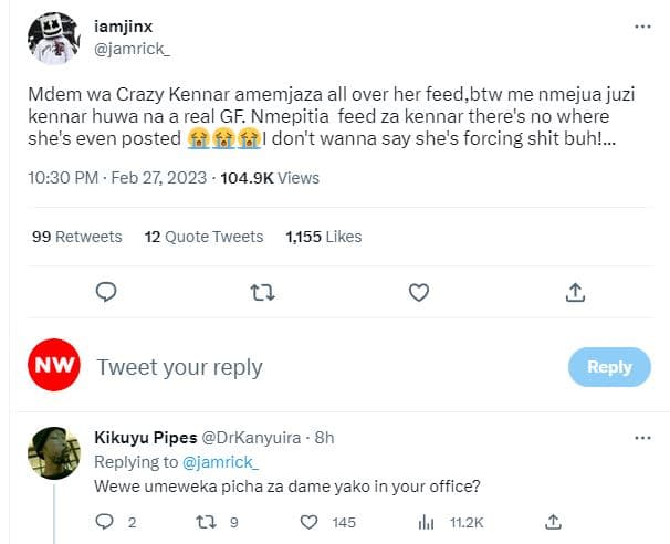 Iamjinx jamrick_ mdem wa crazy kennar amemjaza all over her feed,btw me nmejua j