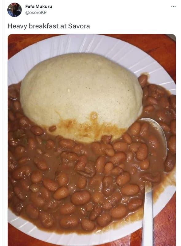 Fafa mukuru osoroke heavy breakfast at savora