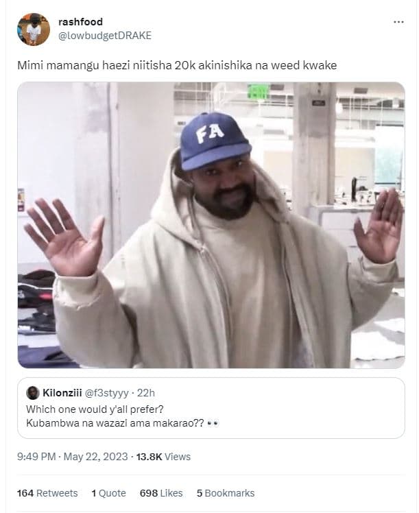 Rashfood lowbudgetdrake mimi mamangu haezi niitisha 2ok akinishika na weed kwake