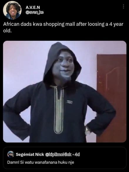 Aven avennke african dads kwa shopping mall after loosing a 4 year old. segémiat