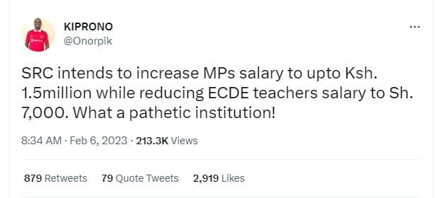 Kiprono onorpik src intends to increase mps salary to upto ksh 1.5million while