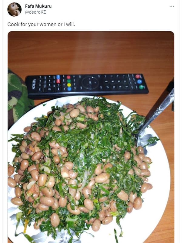 Fafa mukuru osoroke cook for your women or will.