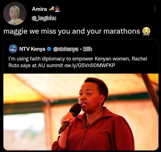 Amira kagidhy maggie we miss you and your marathons ntv kenya nmkenya 28h i'm us