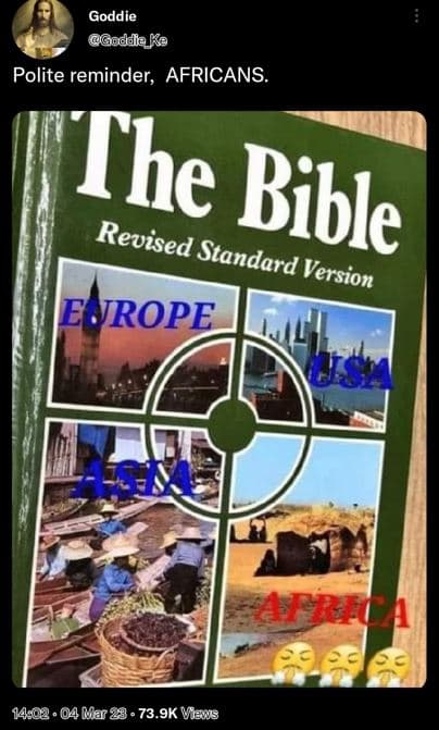 Goddie goddia re polite reminder africans. he bible revised standard version ien