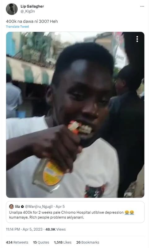 Lip gallagher '_kig3n 4ook na dawa ni 300? heh translate tweet lilz 0 wanjiru_ng