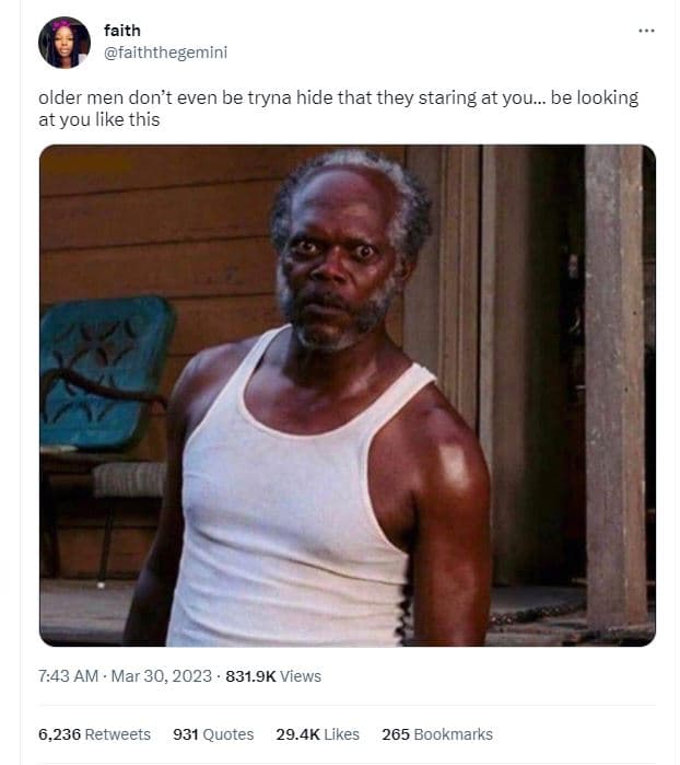 Faith faiththegemini older men don't even be tryna hide that they staring at you