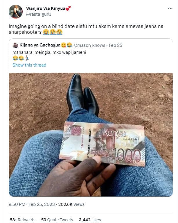 Wanjiru wa kinyua rasta_gurll imagine going on a blind date alafu mtu akam kama