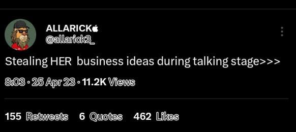 Allarické allarfdks _ stealing her business ideas during talking stagez 25 apr23
