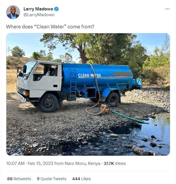 Larry madowo larrymadowo where does clean water come from? cleanwe ter 10.07 am