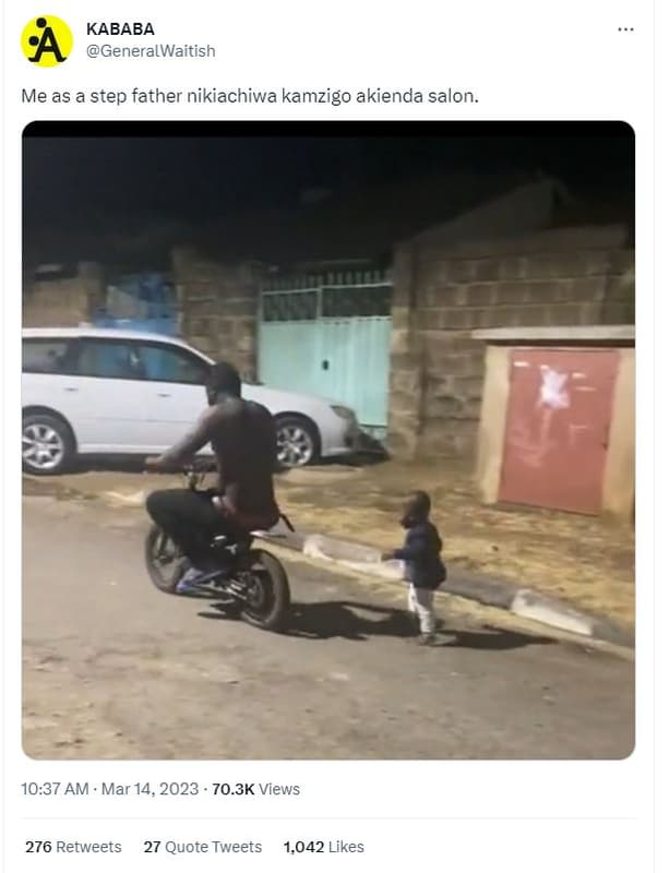 Kababa generalwaitish me as a step father nikiachiwa kamzigo akienda salon. 10.3