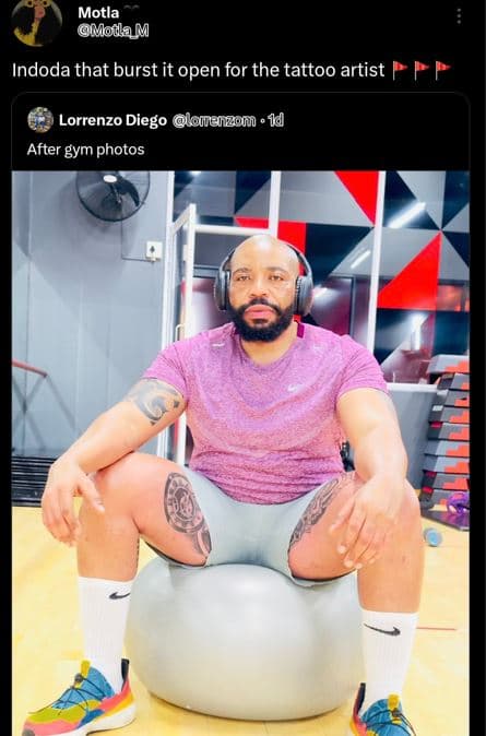 Motla mlotam indoda that burst it open for the tattoo artist lorrenzo diego lolt