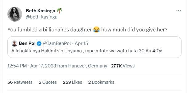 Beth kasinga beth_kasinga you fumbled a billionaires daughter how much did you g
