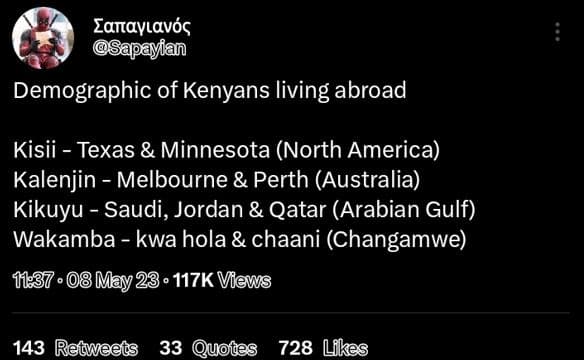 Lanayıavós sapayian demographic of kenyans living abroad kisii texas minnesota n