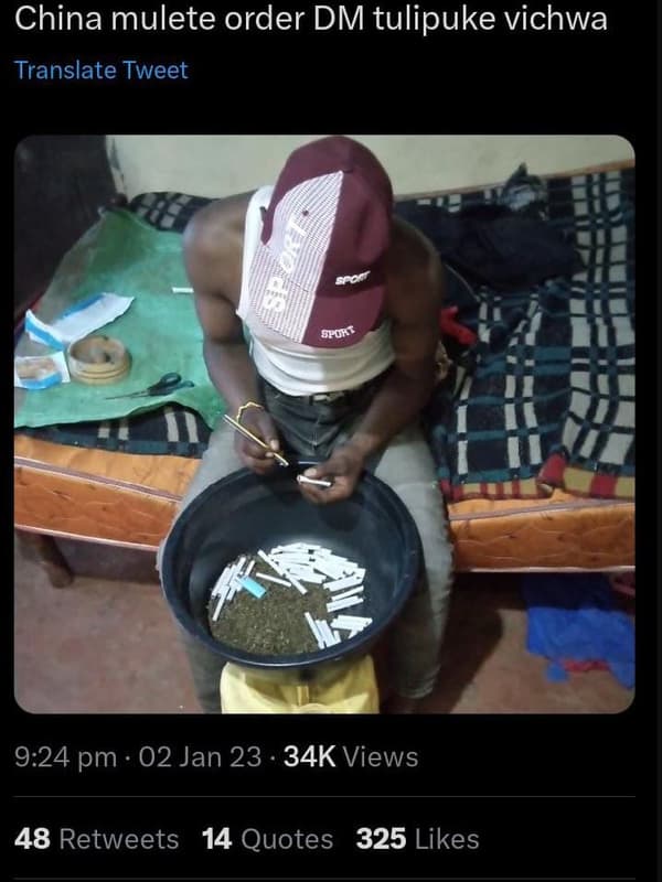 China mulete order dm tulipuke vichwa translate tweet 9.24 pm 02 jan 23 34k view