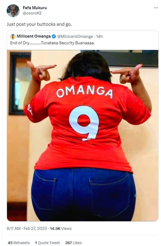 Fafa mukuru osoroke just post your buttocks and g0. millicent omanga millicentom