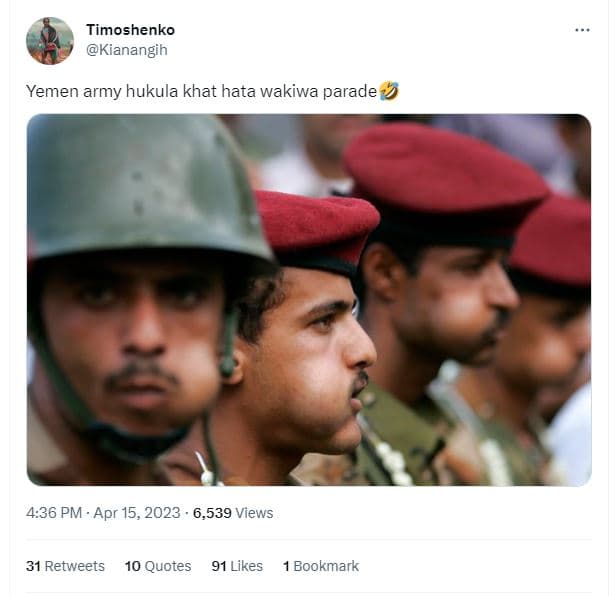 Timoshenko kianangih yemen army hukula khat hata wakiwa parade 4.36 pm apr 15, 6