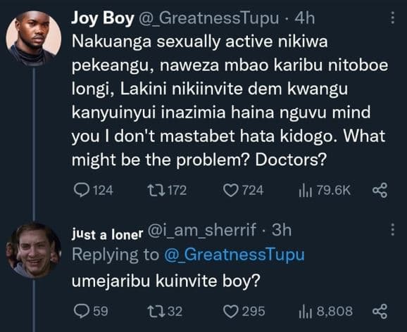 Joy boy _greatnesstupu 4h nakuanga sexually active nikiwa pekeangu, naweza mbao