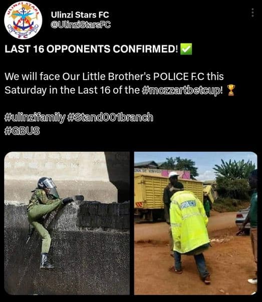 Ulinzi stars fc ulinzistarsfc last 16 opponents confirmed! we will face our litt