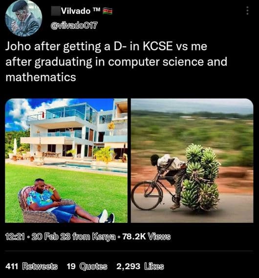 Vilvado vvadooí7 joho after getting a din kcse vs me after graduating in compute