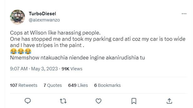 Turbodiesel alexmwanzo cops at wilson like harassing people one has stopped me a