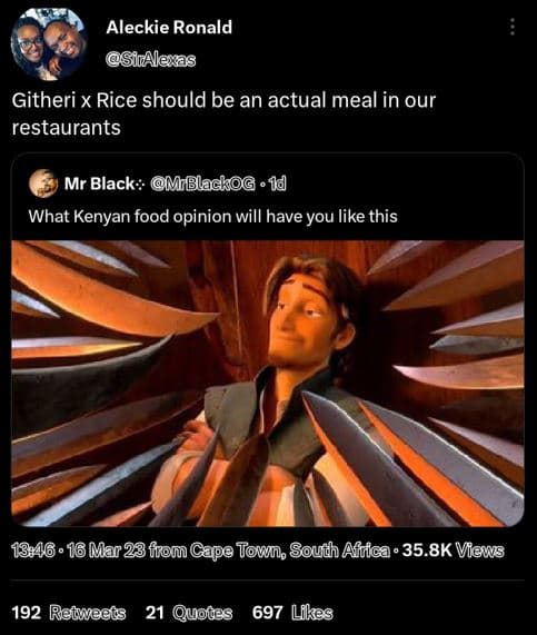 Aleckie ronald silalexas githeri x rice should be an actual meal in our restaura