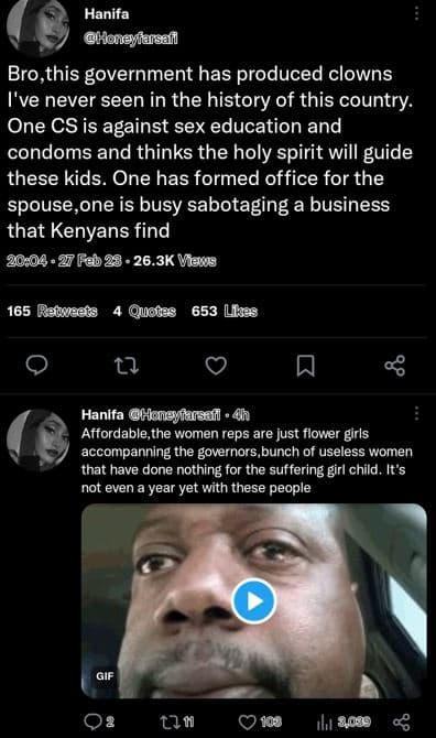 Hanifa honeyflarsal bro,this government has produced clowns i've never seen in t