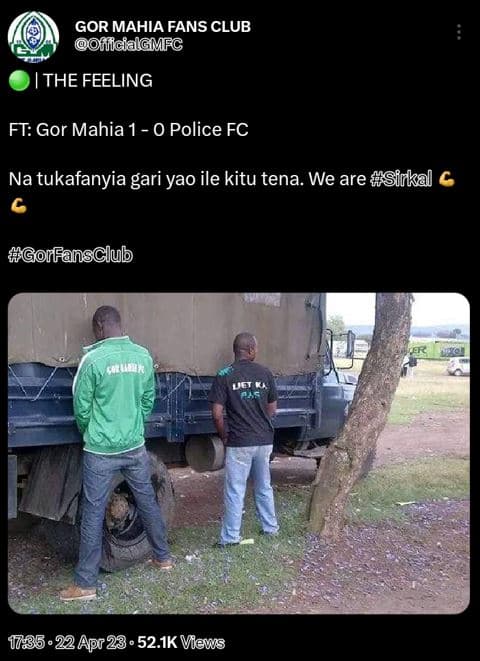 Gor mahia fans club flicialgmfc ithe feeling ft gor mahia 1 0 police fc na tukaf
