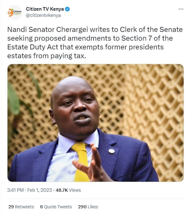 Cltlrc citizen tv kenya citizentvkenya nandi senator cherargei writes to clerk o