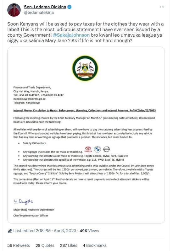 Sen_ledama olekina ledamalekina soon kenyans will be asked to pay taxes for the