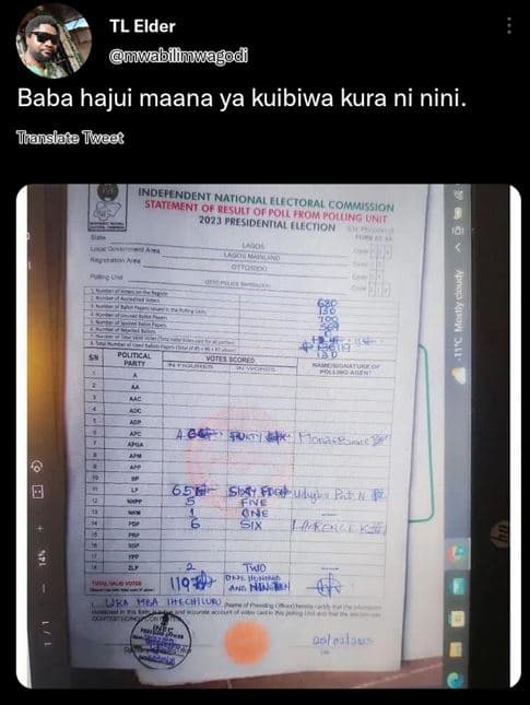 Tl elder mvubilimwagod baba hajui maana ya kuibiwa kura ni nini thanslata iwaat