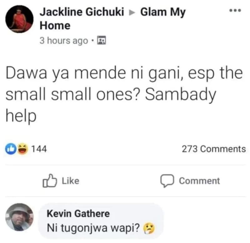 Jackline gichuki home 3 hours ago glam my dawa ya mende ni gani, esp the small s