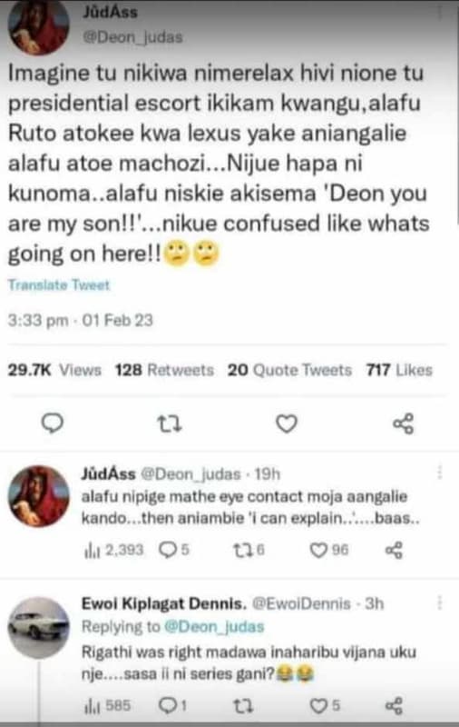 Judass deon_ludas imagine tu nikiwa nimerelax hivi nione tu presidential escort