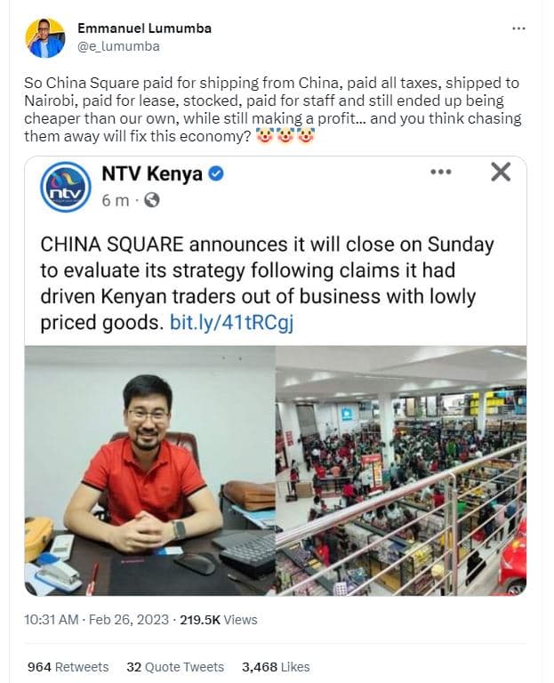 Emmanuel lumumba e_lumumba so china square paid for shipping from china, paid al