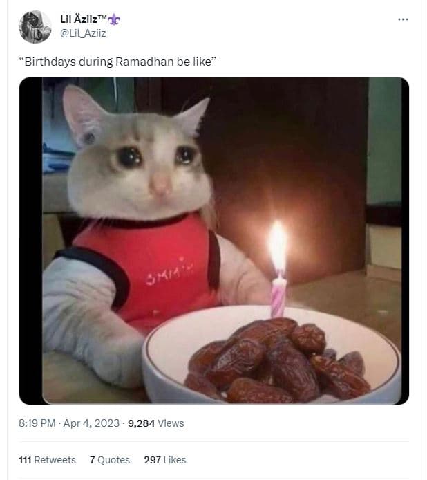 Lil äziizm lil_aziiz 'birthdays during ramadhan be like 8.19 pm apr 4, 9,284 vie