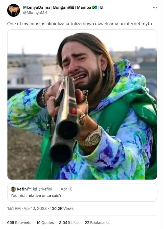 Mkenyadaima bonganiv mamba mkenyamzi one of my cousins aliniuliza kufuliza huwa