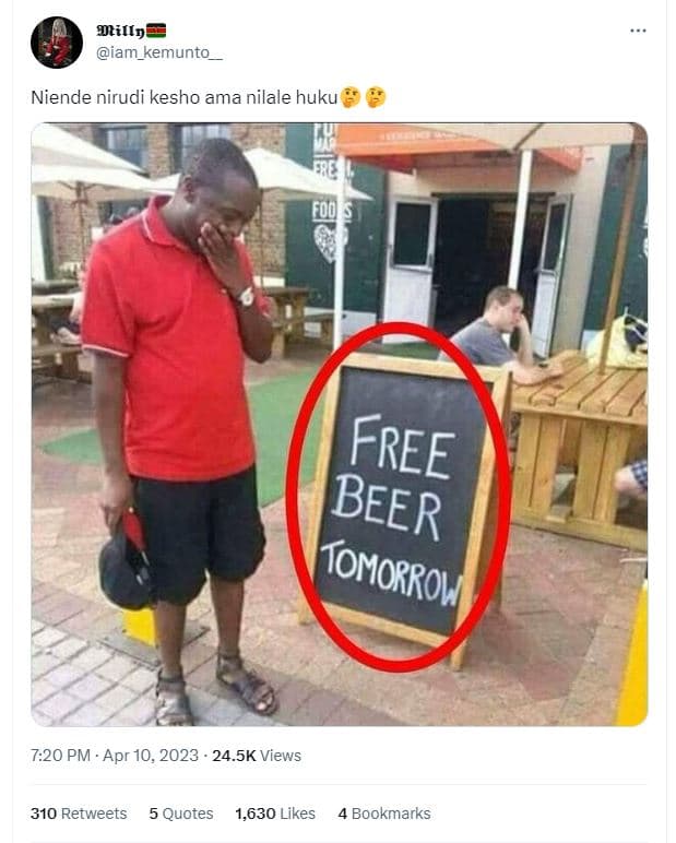 Dtilip iam_kemunto niende nirudi kesho ama nilale huku folo 7.20 pm apr 10, 24.5