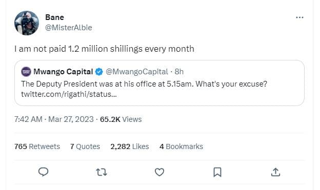 Bane misteralbie am not paid 1.2 million shillings every month mwango capital mw