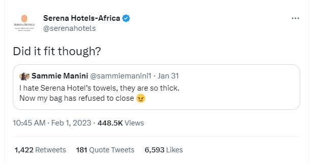 Serena hotelsafrica serenahotels did it fit though? sammie manini sammiemaninil
