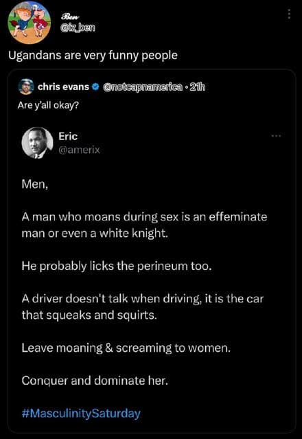 Sren z ben ugandans are very funny people chris evans noccapnamnarica . 2hh are