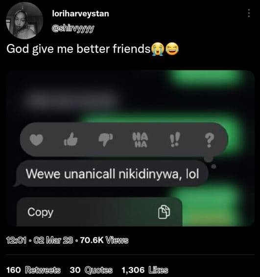 Loriharveystan ghirvyy god give me better friends wewe unanicall nikidinywa, lol