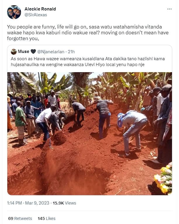 Aleckie ronald siralexas you people are funny life will g0 on, sasa watu wataham